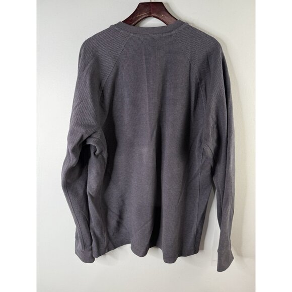 Duluth Trading Mens L Heavy Thermal Shirt Henley Relaxed Fit Waffle Knit Blue - Picture 3 of 7